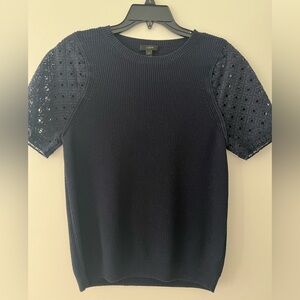 J. Crew Navy Eyelet Sleeve Blouse